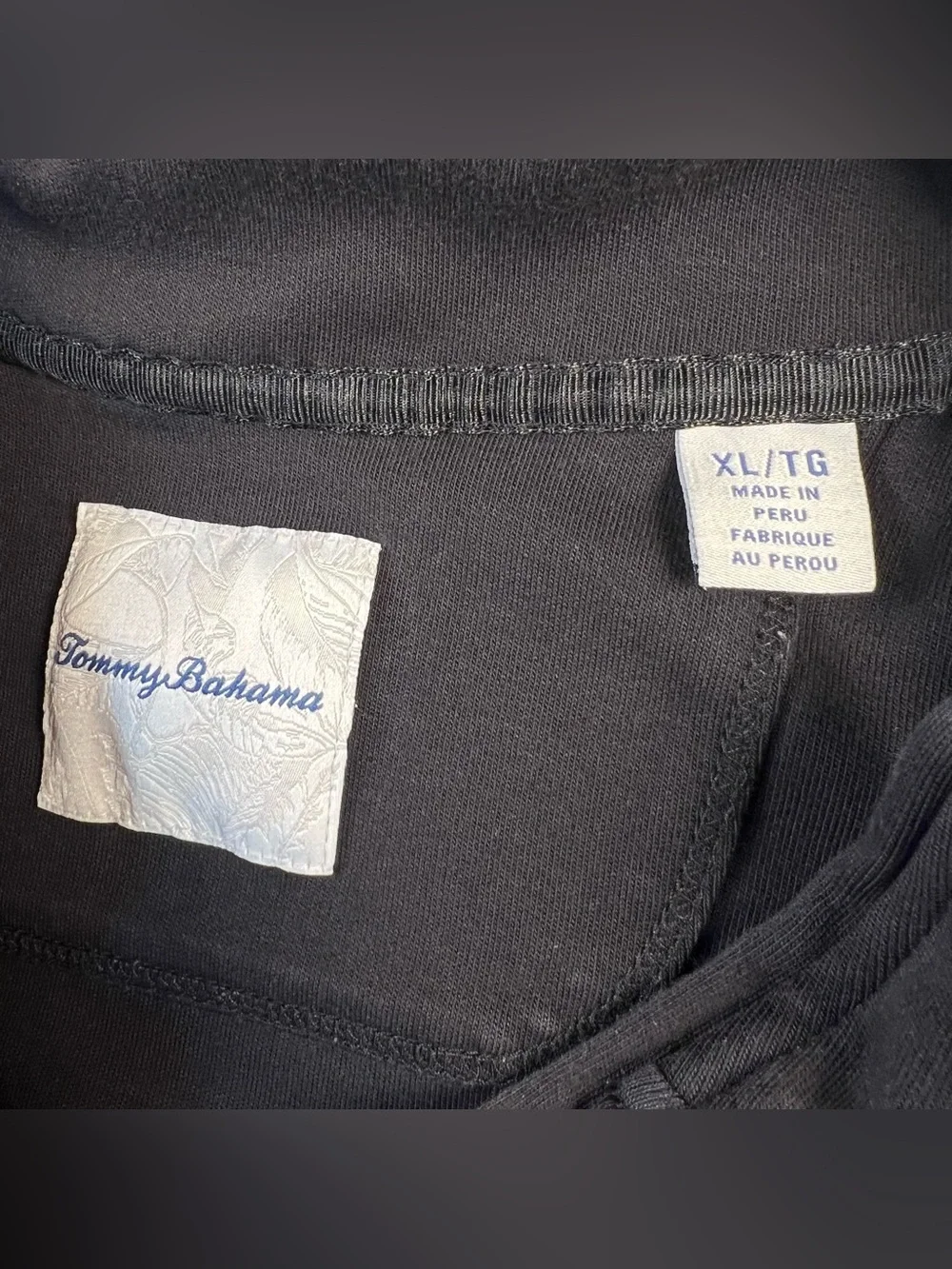 Tommy Bahama Shirt Black Quarter Zip Long Sleeve Business Casual Cotton Men's XL
